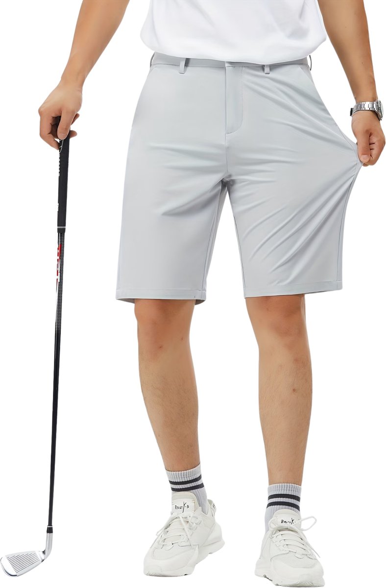 Currero Korte Broek Heren Golfbroek Spijkerbroek met Zakken Volwassenen Jongens Shorts Lichtgrijs XXS