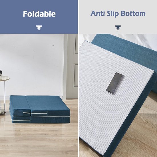 Opvouwbare Matras - Gastenbed Vloermatras - Ruimte Besparen - Wasbare Hoes - 200 x 80 cm - Paars — afbeelding 5