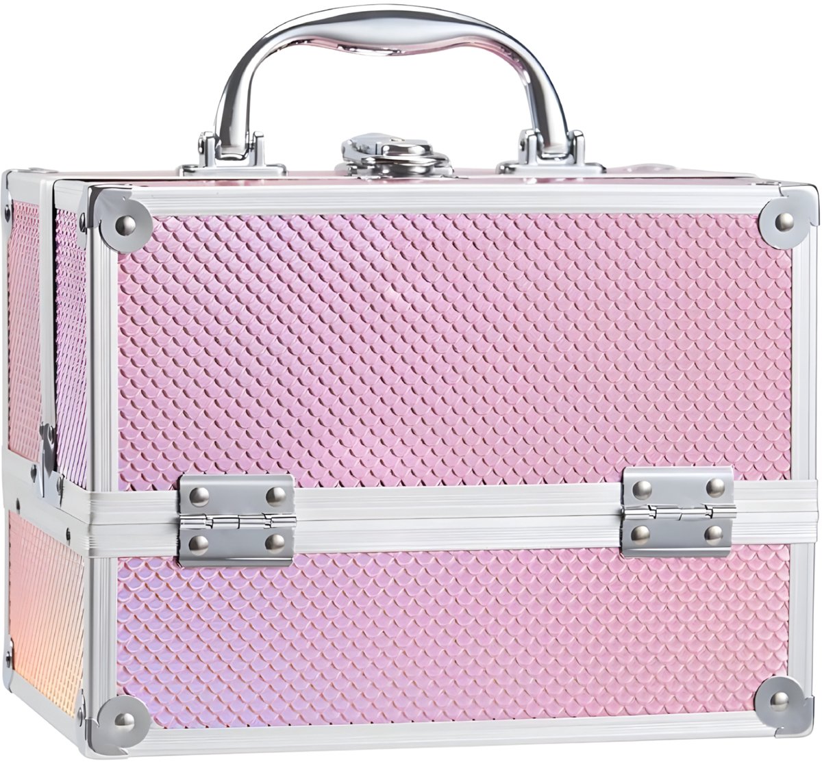 Makeup Organizer Luxe - 4-Laags Opbergsysteem - Met Slot - Roze Voering