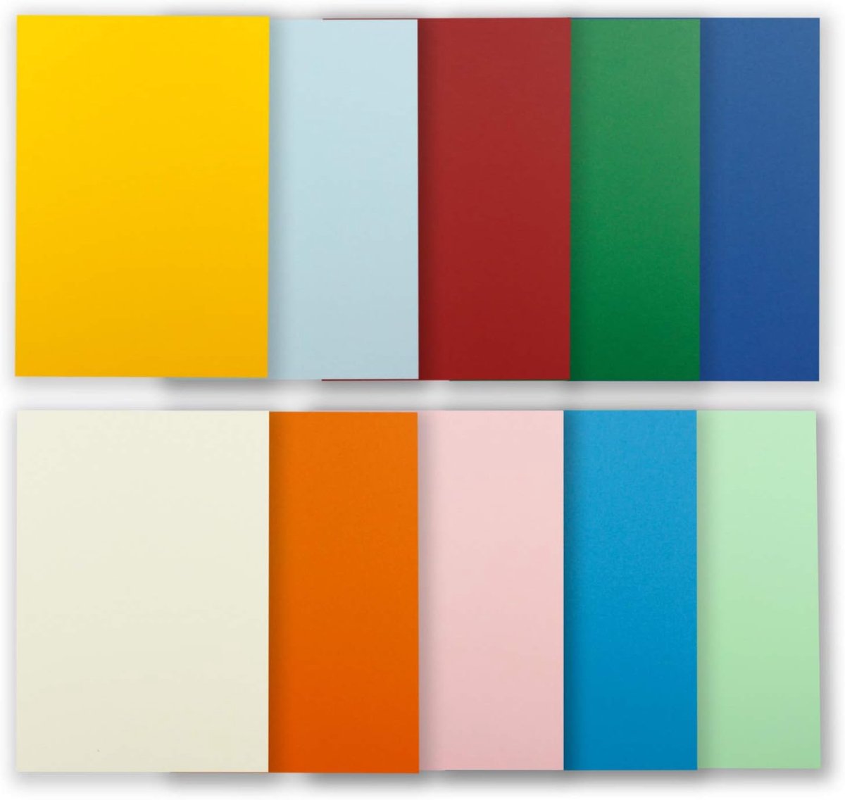 50 vellen gekleurd karton DIN A4 - kleurrijk 10 kleuren licht - 240 g/m² dik knutselkarton - 21,0 x 29,7 cm karton om te knutselen voor fotoalbum, menukaart, bedrukbaar, doe-het-zelf, creatief zijn