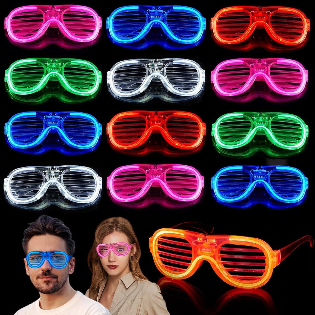 Brillen, feestbenodigdheden, 5 kleuren, lichtgevende bril voor verjaardag, Kerstmis, concert, oplichtend speelgoed, glow in the dark neon feestdecoraties voor volwassenen