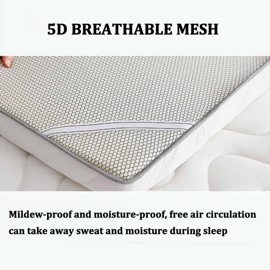 Japanse Futon Matras - Oprolbare Matras Gastenbed - Comfortabel Slapen - Vijflaags Structuurontwerp - Dubbel XL - Wit — afbeelding 4