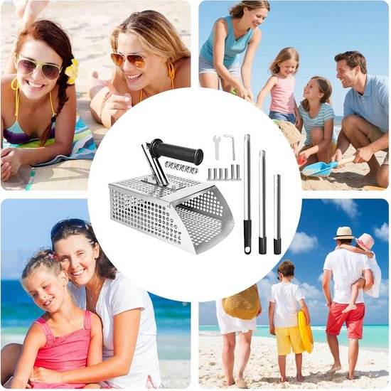 Metaaldetector Schep - Zandzeef Schep - Strandspeurtochten - Roestvrijstalen Constructie - 52 x 27 x 11 cm - Zilver — afbeelding 4