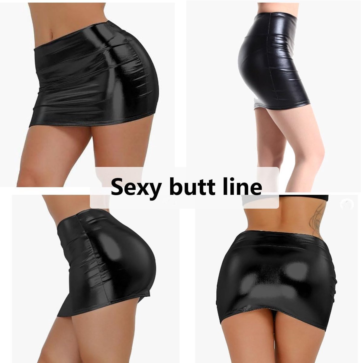 Dames minirok stretch metallic skinny korte wetlook sexy hoge taille wrap PU lederen rok slim kunstleer potloodrok bodycon disco steampunk partyrok clubwear