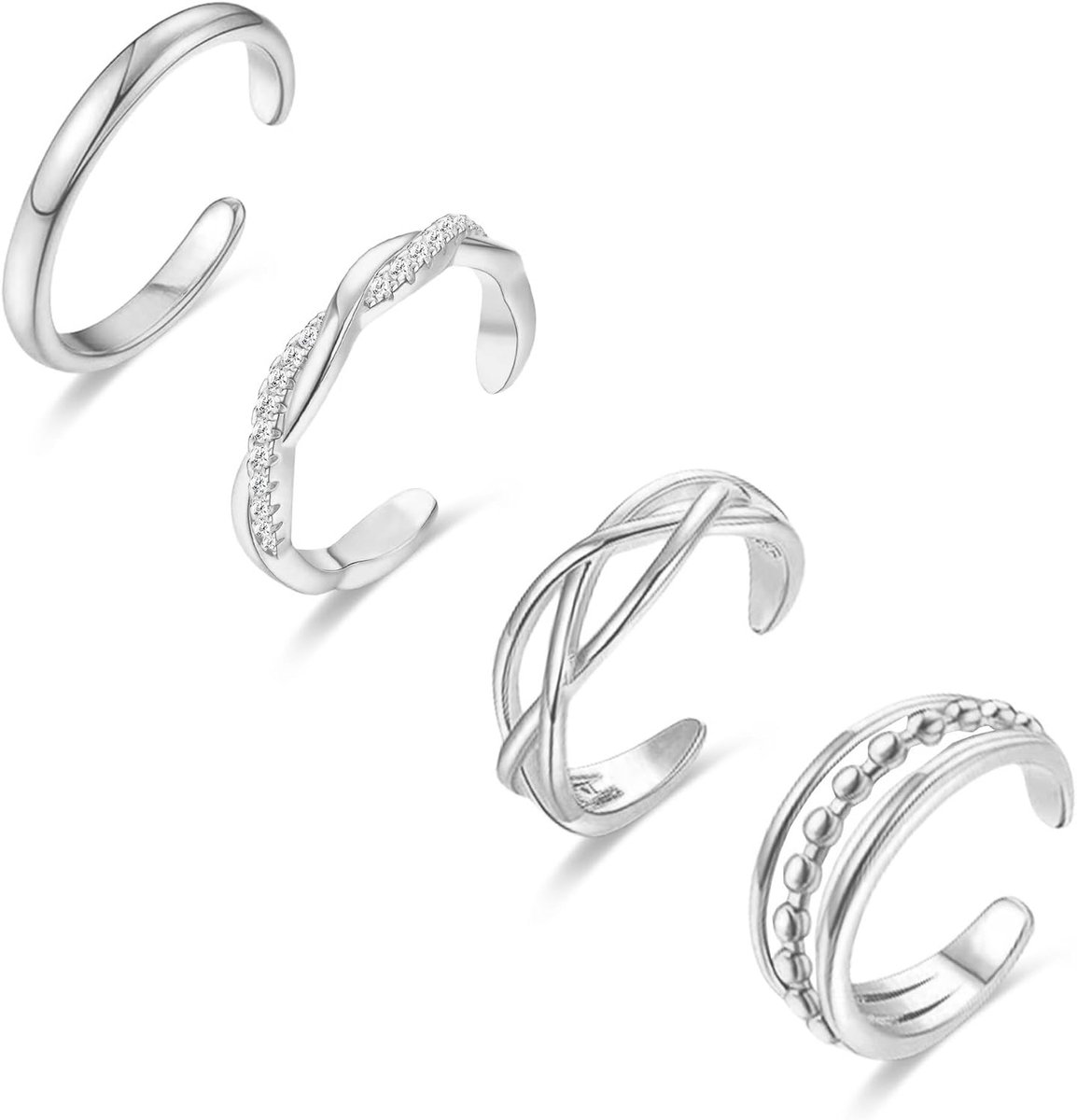 4 stuks 14K goud gevulde teenringen voor vrouwen verstelbare teenringen eenvoudige open voet sieraden ring teen sieraden set zomer strand voet sieraden set voor vrouwen