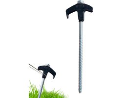 Zeshoekige Haringen - Grondschroefankers Tent Accessoires - Kamperen en Outdoor - Oplichtend Materiaal 's Nachts - 20 cm - Zwart