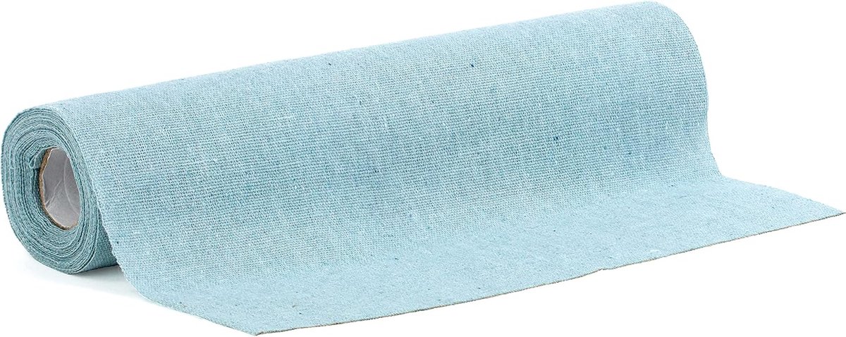 100%Mosel Tafelloper linnenlook, lichtblauw (28 cm x 5 m) | Decoratieve tafelloper van stof, natuurlijke tafeldecoratie voor verjaardagen en bruiloften