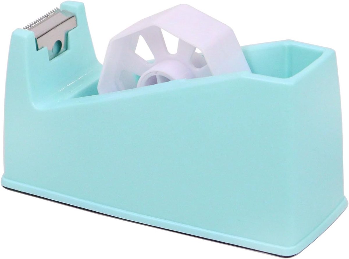 Desktop Tape Dispenser Zelfklevende Roll Houder met Gewogen Antislip Macaron Groen (Past op 1" & 3" Core)