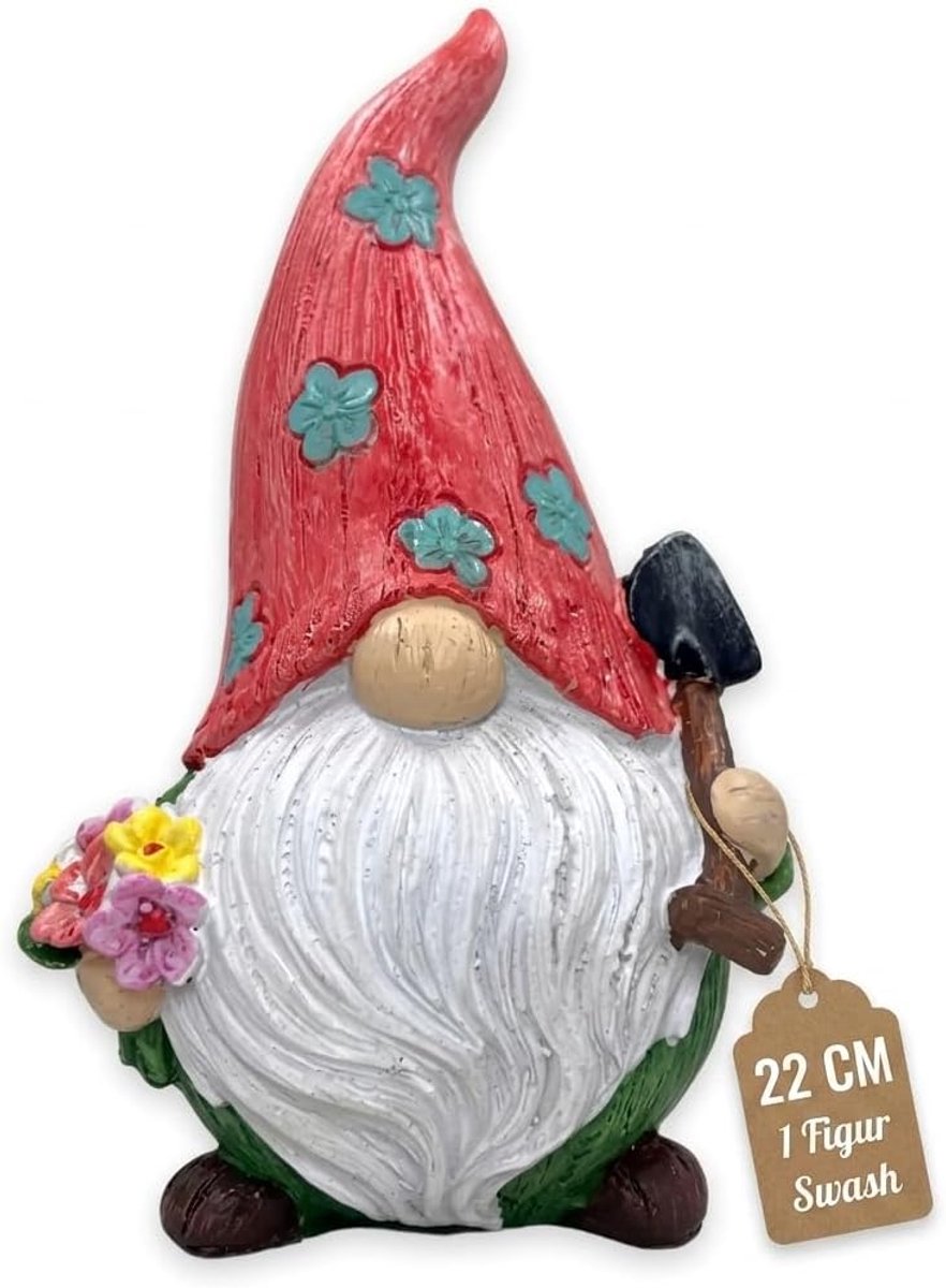 Tuinkabouter, woondecoratie en terrasdecoratie (groene jas - 22 cm)