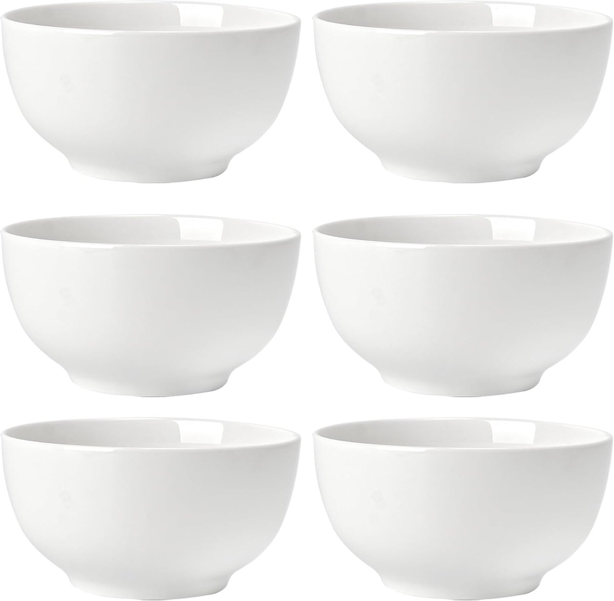 kommen 26oz/800ml, Bone Porseleinen Soepkom Set van 6, Witte Keramische Kom Set voor Keuken, Veelzijdige Kom voor Dessert Snack Rijst etc Vaatwasser & Magnetron Veilig, Φ6 inch