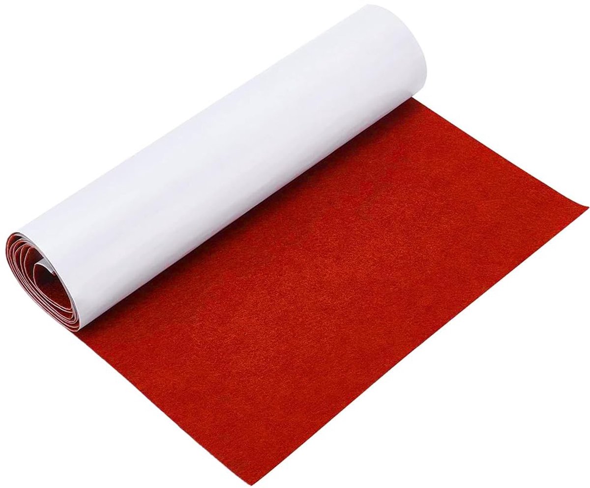 Rood 1 mm Dik Viltstof, Zelfklevende Mat voor Doosvering, Onderzetters, Lade, Auto, Fotolijst, Stoel- en Tafelpoten, 40 x 220 cm, Rechthoekig, Wasbaar