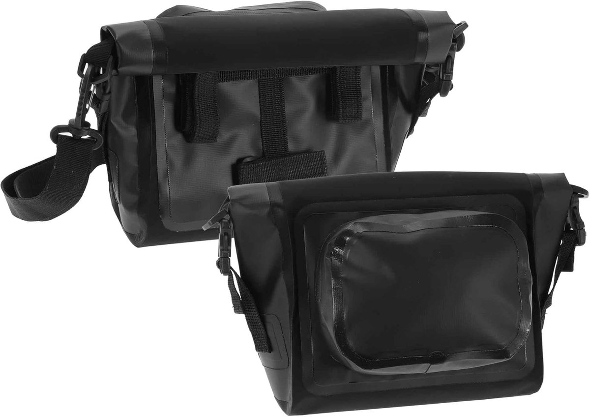Stuurtas voor bikepacking, verstelbare stuurtas met schouderriem, waterdichte stuurtas voor gravel en racefietsen, zwart