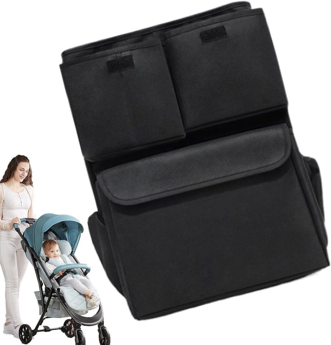Kinderwagen Organizer - Baby Gear Tas - Baby Spullen Meenemen - Grote Opslagcapaciteit - 32 x 25 x 5 cm