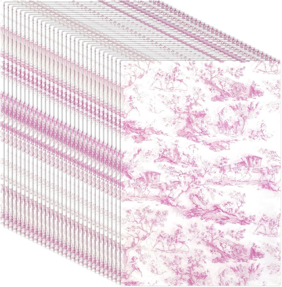 30 Vellen Tissuepapier, 50x35cm Inpakpapier Decoratief Tissuepapier Retro Print Tissuepapier voor Bruiloften Verjaardag Babyshower Doe-Het-Zelf Knutselen (Roze)