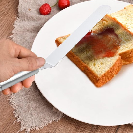 hoekpalet, taartglazuurmes, 3 stuks strijkpaletten voor taarten, schuine suikerglazuurspatel, roestvrij staal, taartspatel, taartdecoratie, gereedschap (stalen handvat) — afbeelding 2