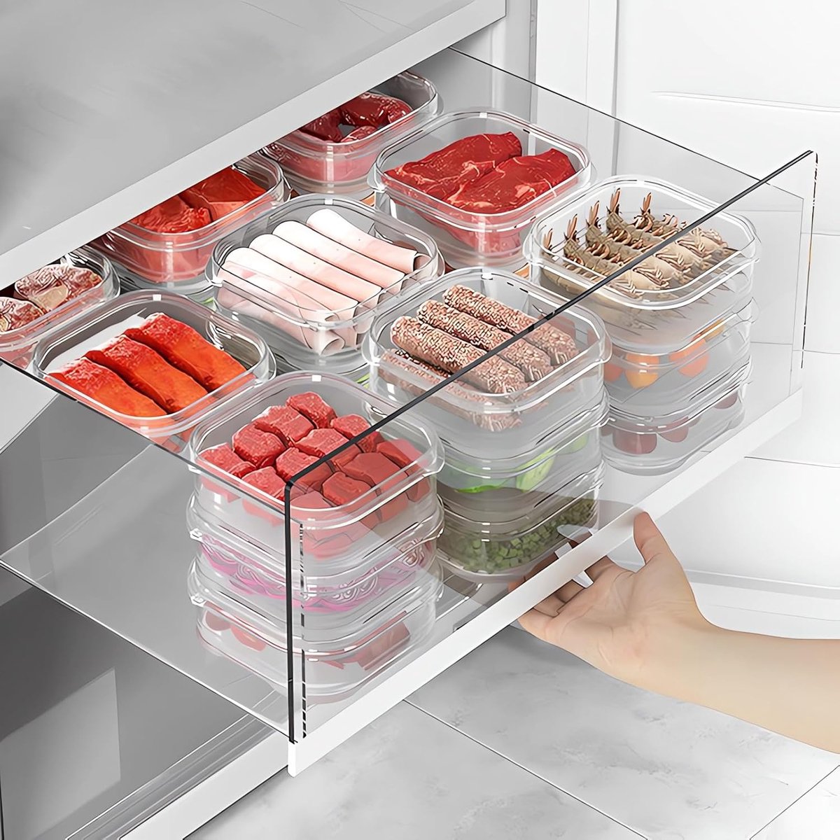 voedselopbergcontainers met deksels, plastic koelkastorganizer doorzichtige bakjes, 350ml afgesloten voedselcontainers, herbruikbare afhaal keuken vriezer opbergdozen, 10 stuks