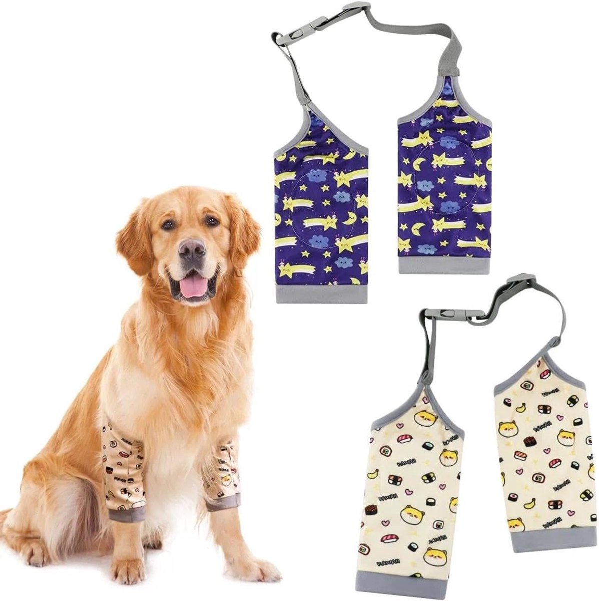 2 stuks elleboogbandage hond, ligwonden, hondenbody na operatie, kniebandage hond achterbeen, pootbescherming hond, middelgrote en grote honden, chirurgie herstel recovery sleeve voor voorpoten (2XL)