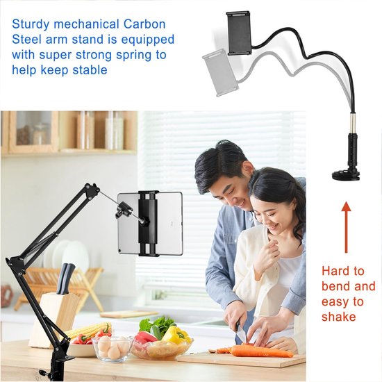 Stand Telefoonhouder voor bed, iPad-houder voor bureau, hoofdeinde, nachtkastje, tafel, compatibel met iPhone iPad Kindle of ander 4,5-13 inch schermapparaat — afbeelding 3
