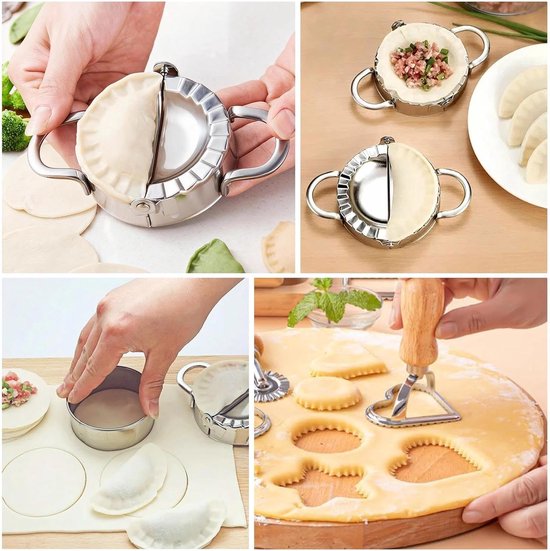 9-delige ravioli-vormerset van roestvrij staal - inclusief deegsnijder voor ravioli, dumplingmaker, maultaschen-vorm, tortellini-empanada-knoedel-gyoza-vorm — afbeelding 5