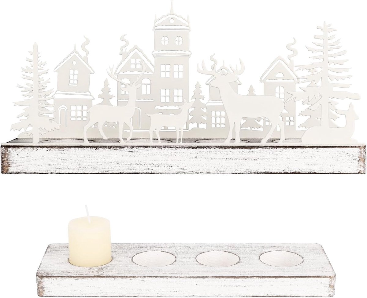 Kerstdecoratie Kerstmis Hertenkandelaar Wit Binnen Tafel: Windlichten Metaal Vintage voor Kerstmis Decoratie Tafel Woonkamer