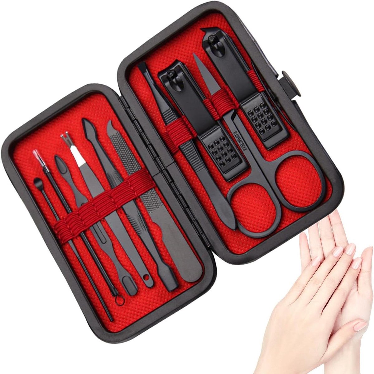 Nageltrimmer Set - Manicure Kit - Persoonlijke Verzorging - Roestvrijstalen Duurzaamheid - 10-delig - Zwart