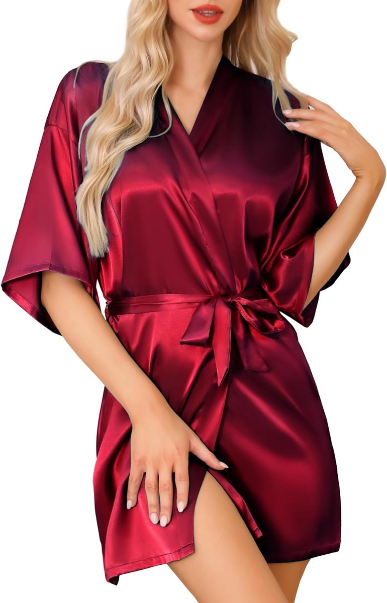 Bride Badjas Kimono voor dames, sexy, licht, sexy, satijn, korte ochtendjas voor bruiloft, bruid, pajama party, vrouwen, wit
