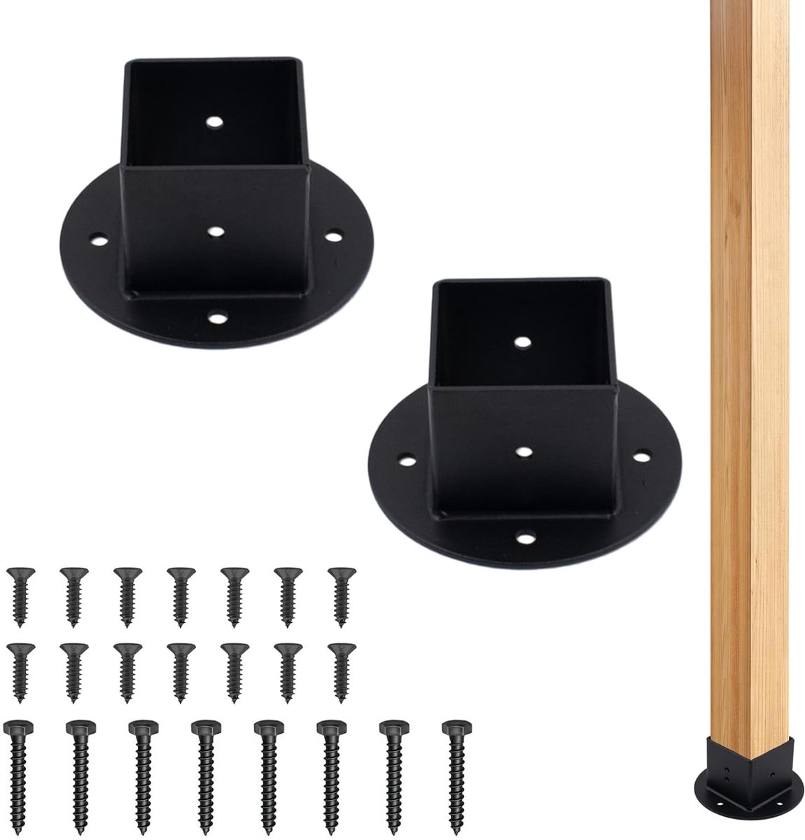 2 stuks schroefhulzen voor vierkante houten palen van 5 x 5 cm, robuuste metalen houder, palen, bodemhuls, hekdrager, huls, bodemplaat, paaldrager, anker