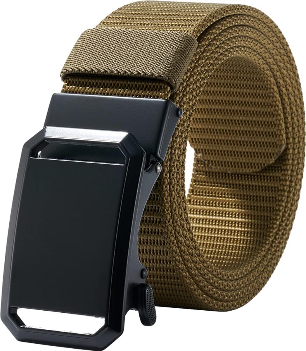 Herenriem voor heren, met ratel, automatische sluiting, werkriem, verstelbaar, voor heren, werk, outdoor, sport, wandelen, 130 cm L x 3,8 cm B