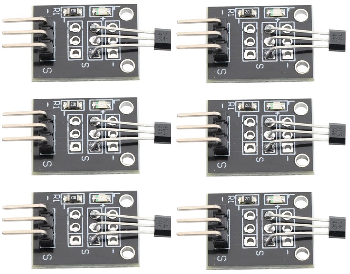Hall-effect Magnetische Sensormodule 4,5V - 24V Hall-sensor Contactloze Detectie van Magnetische Velden voor Arduino PIC AVR Smart Cars (Verpakking van 6)