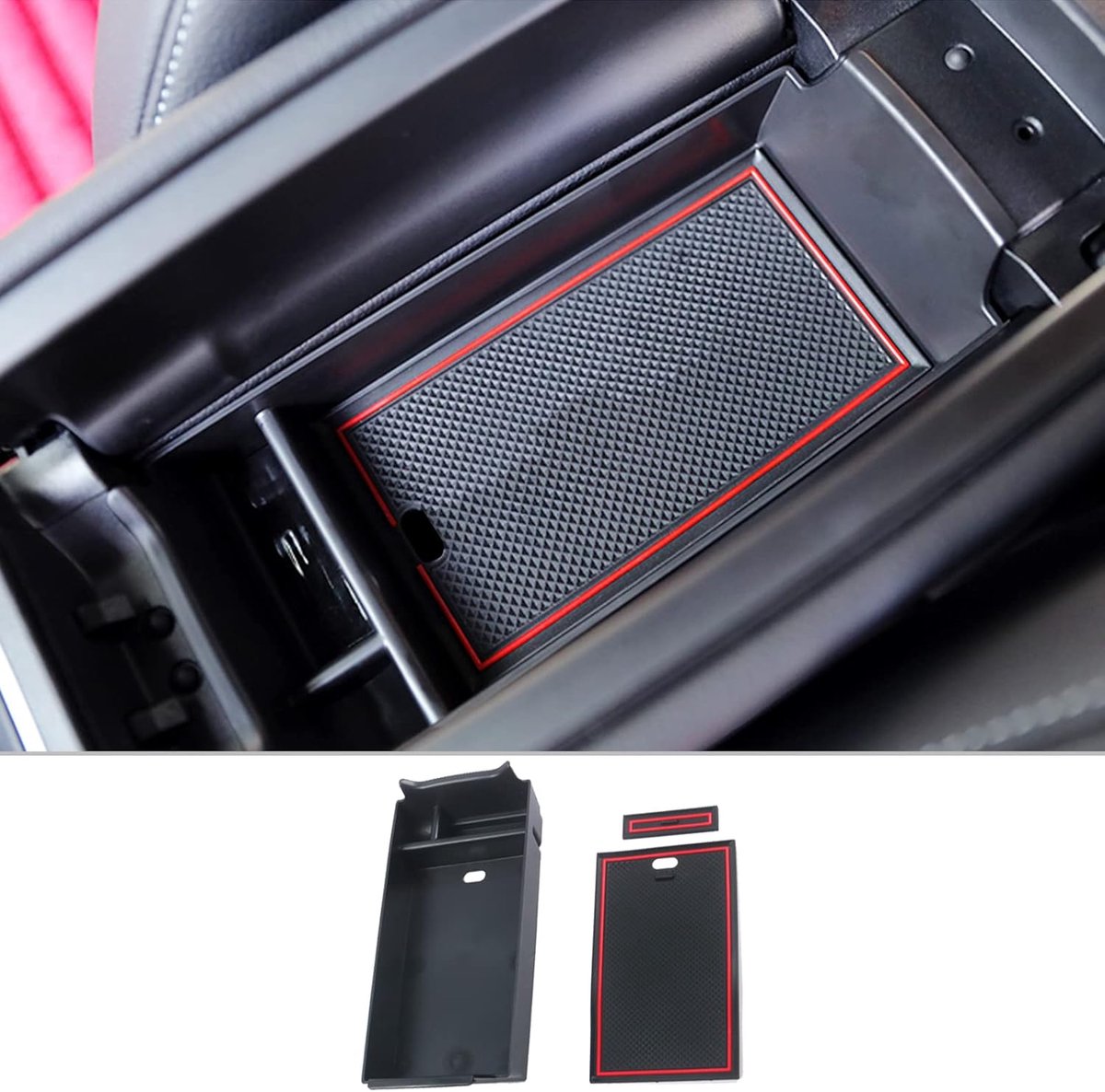 Mercedes A-Klasse W177 V177 B-klasse W247 GLA H247 CLA C118 2019-2024 2025 middenconsole, armleuning, organizer, armleuningen, opbergdoos, middenconsole, tray, auto-accessoires (rood)