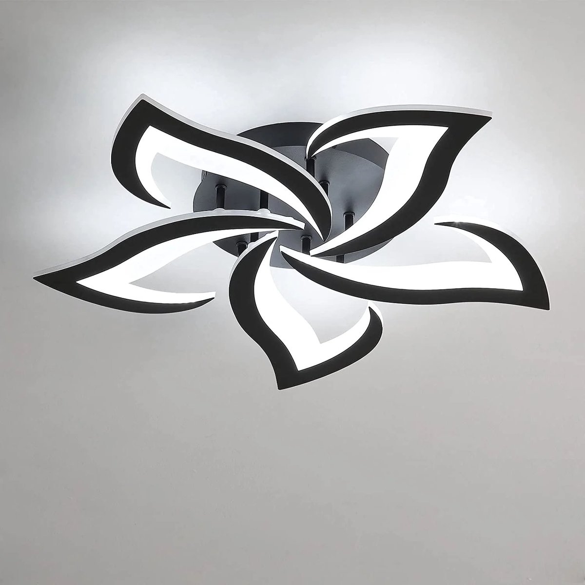 Riserva LED Plafondlamp Modern - 60W 7200lm - Zwart - 6500K Koud Wit - Design Plafondlamp 5-Lichts - voor Woonkamer, Slaapkamer en Keuken