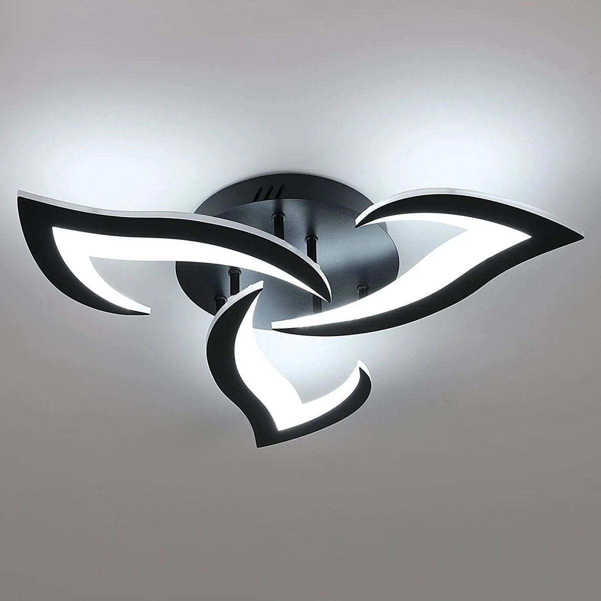 Riserva LED Plafondlamp Modern - 36W 4300lm - Zwart - 6500K Koud Wit - Design Plafondlamp 3-Lichts - voor Woonkamer, Slaapkamer en Keuken