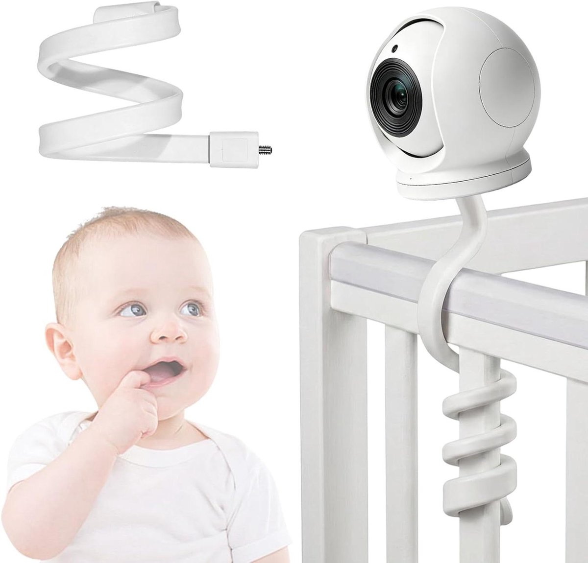 Babycamera Houder - Babyfoon Accessoire - Baby Bewaken - Flexibele Zwanenhals - Universeel - Wit