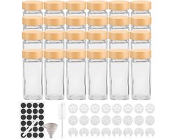 SnelShoppen - Withosent Kruidenpotjes Set van 24 Stuks, 100 ml Glazen Kruidenstrooier met Schroefdop, Perfect voor Keuken en Kruidentuin, Inclusief Et