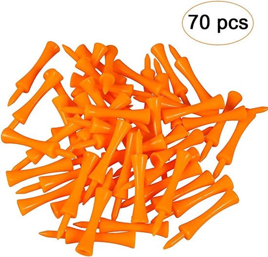 70 Stuks 70mm Oranje Plastic Golf Tees, Herbruikbare Golf Tee voor Training en Wedstrijden, Lange en Korte Golf Tees voor Golfer Accessoires — afbeelding 2