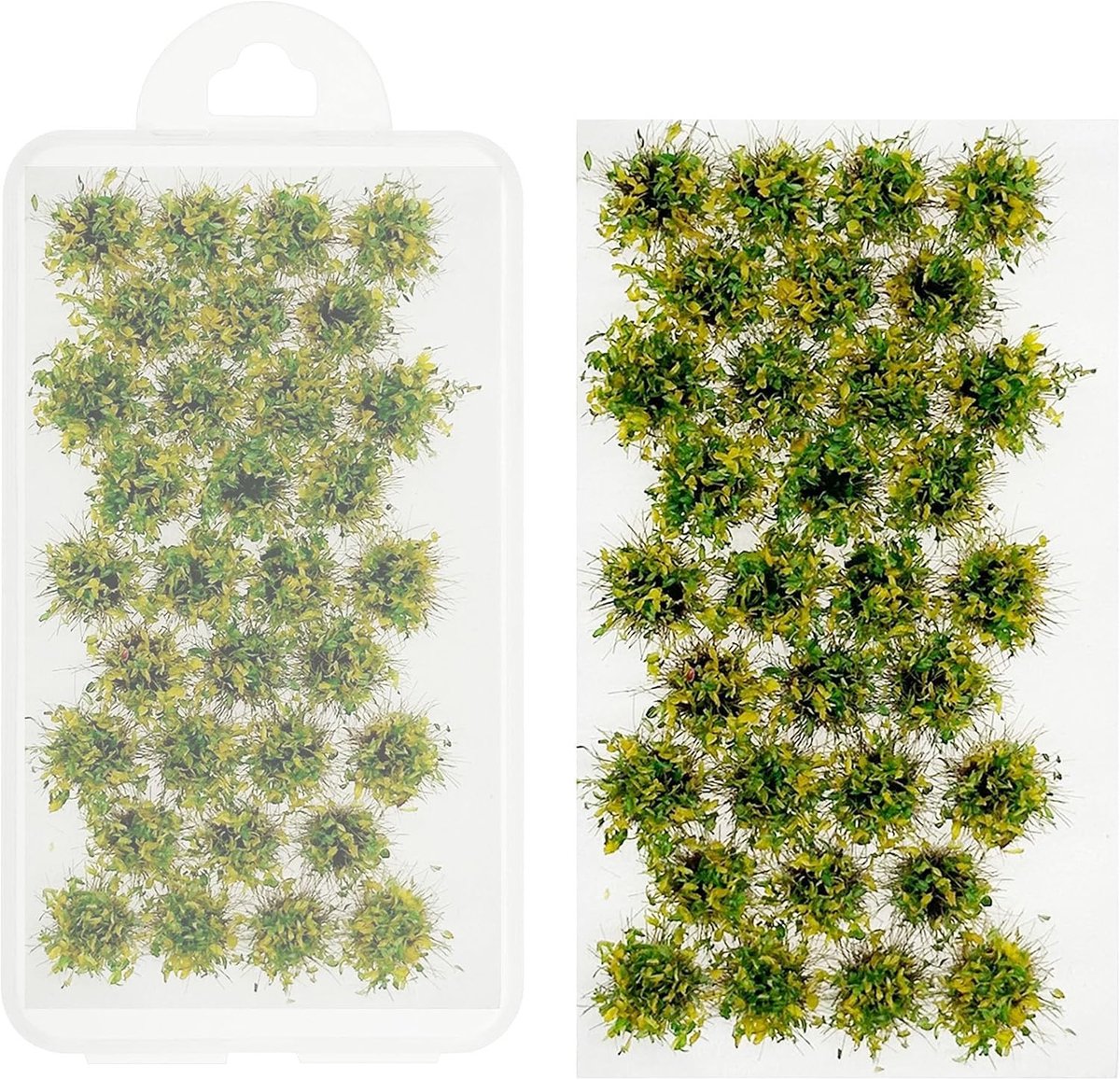 Miniatuur Bloemen Bunches Kunstgras Terrain Decoratie Set voor Modelspoor en Diorama Landschap, Geel en Groen, Perfect voor Modelbouw en Hobbyprojecten