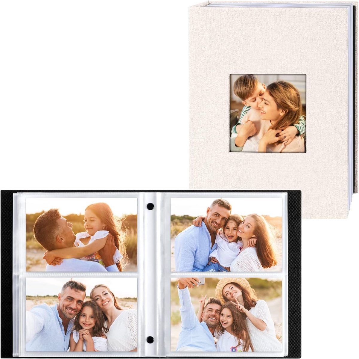 Fotoalbum 10 x 15 cm voor 200 Foto's, 2 Packs, Linnen, Geschikt voor Landschapsfoto's, Beige Kleur