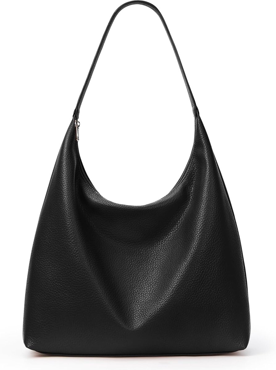 SnelShoppen - Dames Shopper Handtas Schoudertas PU Lederen Tote Bag Vintage Hobo Tas met Ritssluiting Groot voor Werk School Casual Dagelijks Gebruik