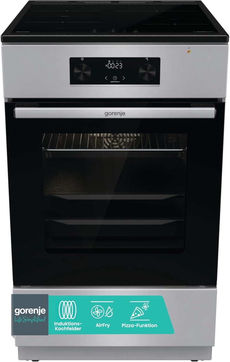 SnelShoppen - Gorenje GEIT5C61SPG Staand Fornuis met Inductiekookplaat, 50 cm, 70 Liter, PerfectGrill, AirFry, FrozenBake, Pizza Mode 300 °C, AquaClea