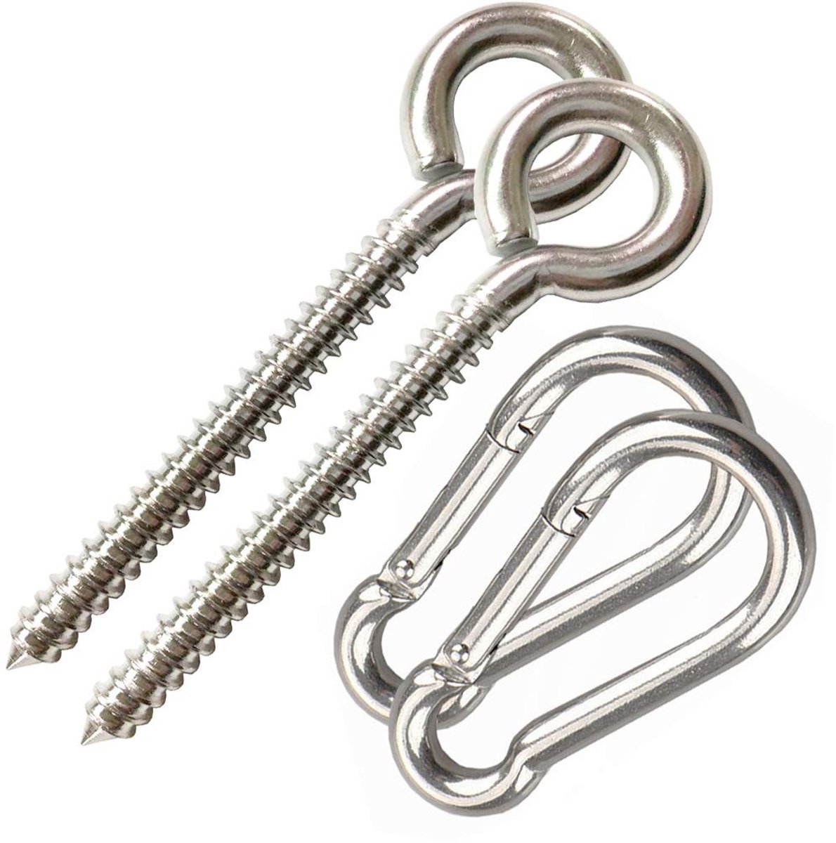 SnelShoppen - Heavy Duty Hangmat Opknoping Kit met RVS Haken - Karabijnhaak Set voor Swing Stoel, Yoga - Indoor en Outdoor - 800LB Capaciteit