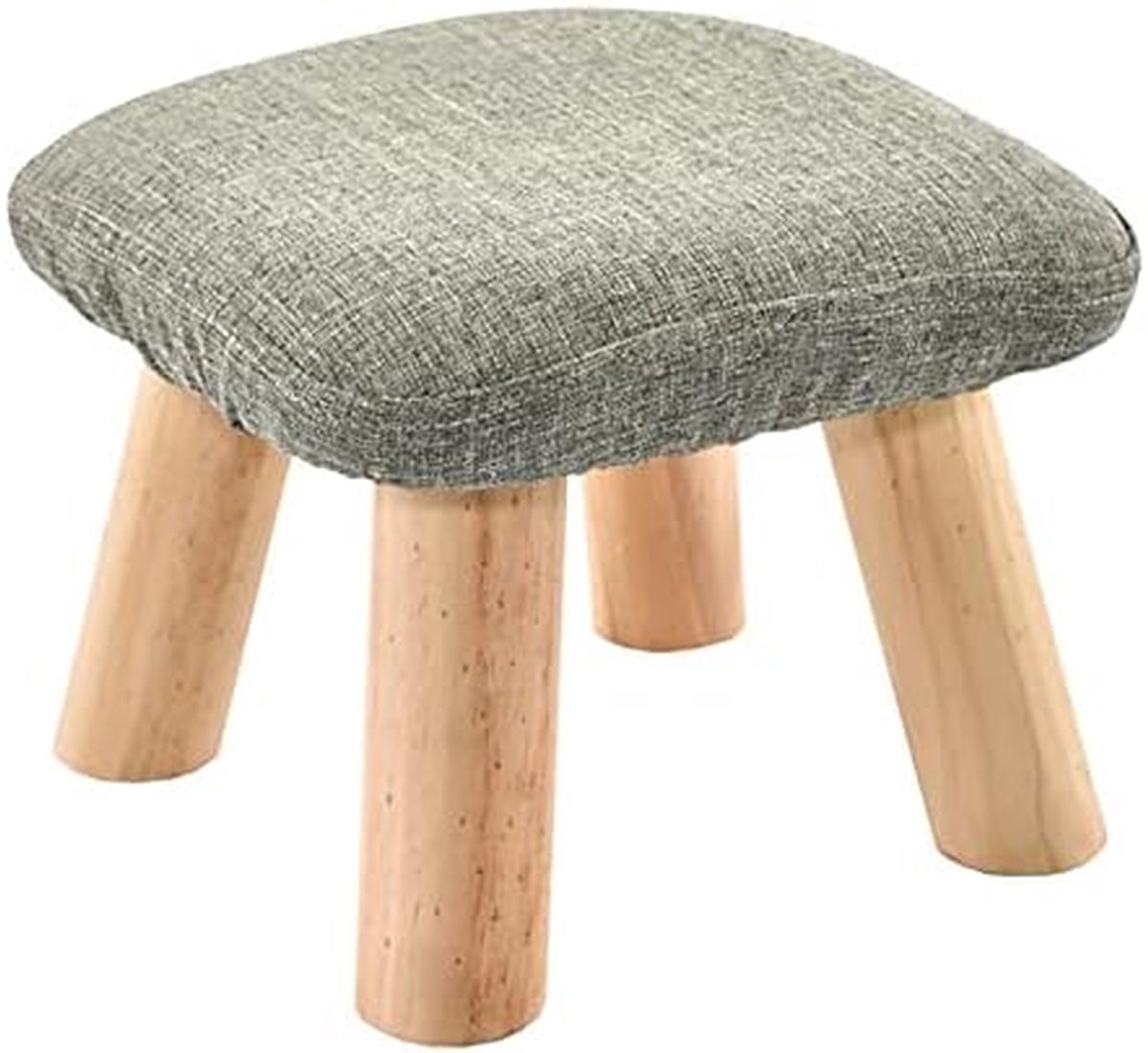 Kubuskruk Massief Hout - Voetenbank Ottomaan - Extra Zitplaats - Ademende Bekleding - 28x28x21 cm - Lichtgroen