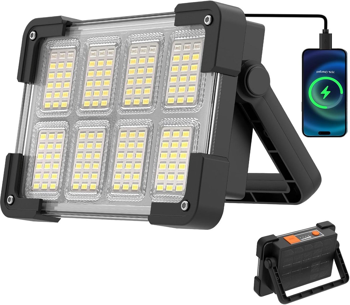 SnelShoppen - Oplaadbare LED-werklamp, Draagbare Schijnwerper met Powerbank, 4 Modi, Waterdichte Noodverlichting voor Buiten, Ideaal voor Kamperen, Vi
