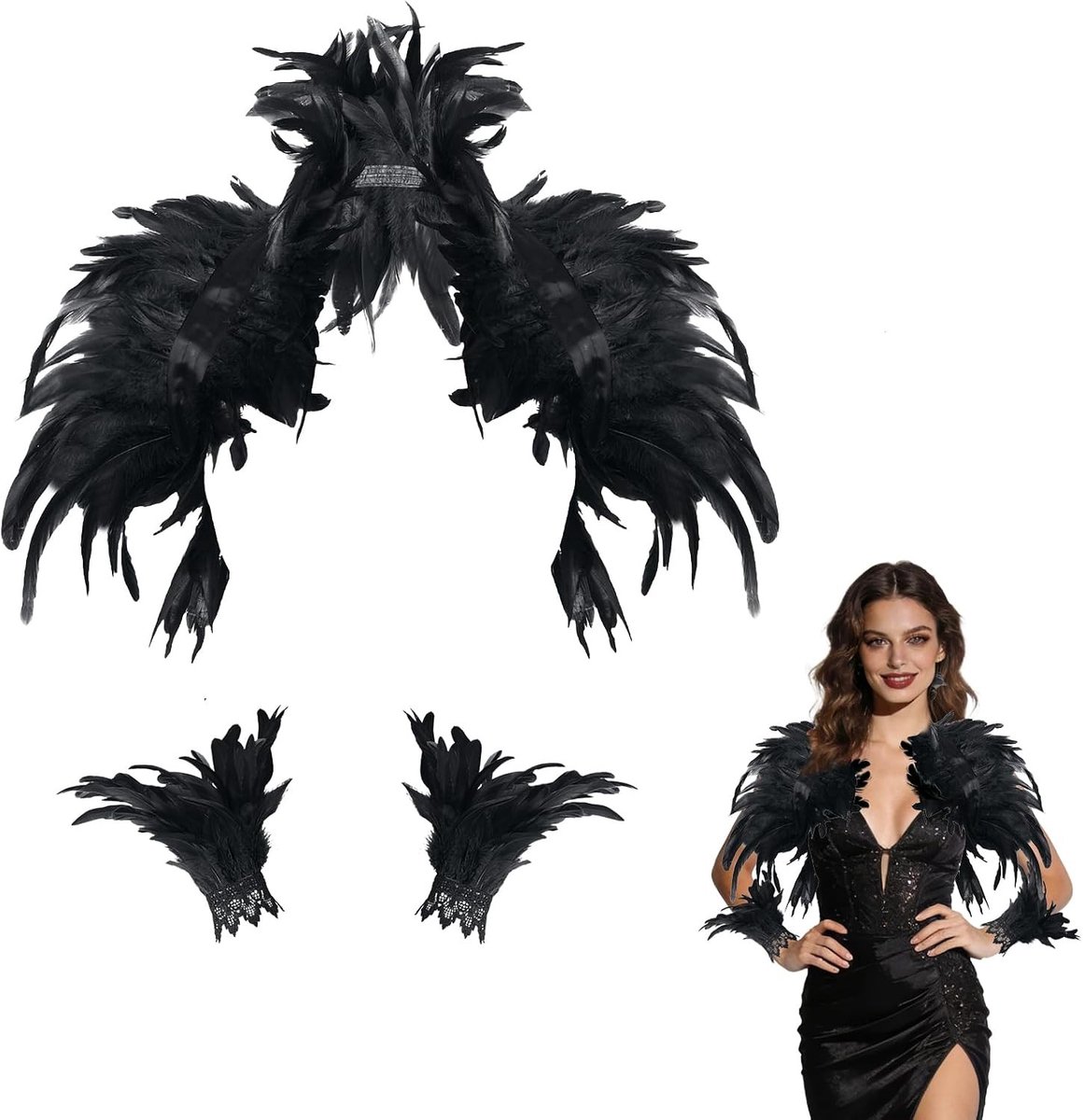 Gothic Damescape met Manchet, Perfect voor Halloween, Carnaval en Baloptredens, Stijlvol en Uniek