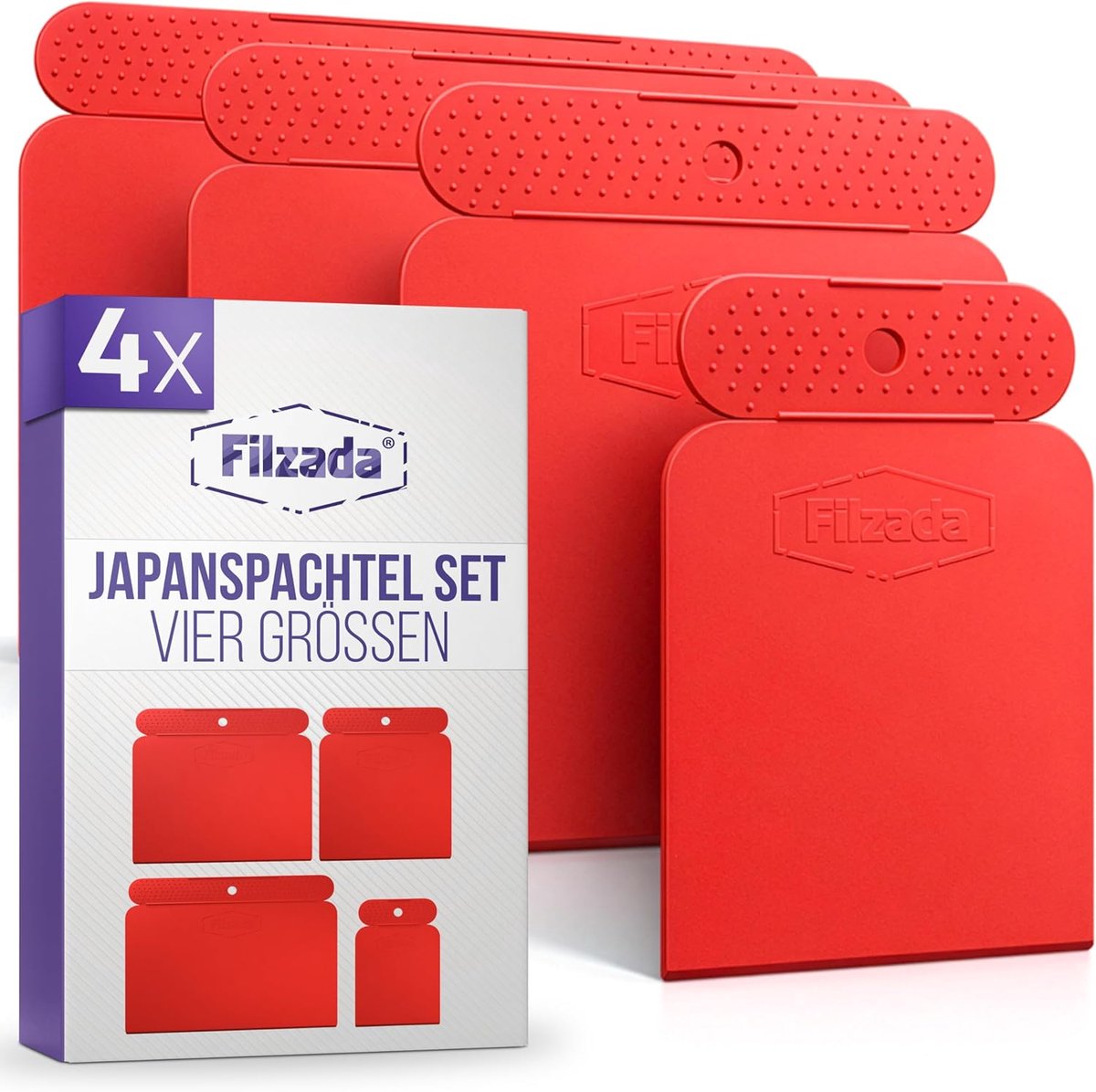 SnelShoppen - 4 x Japanse Plamuurmes, Kunststof Spatelset, Premium Spatelgereedschap, Ideaal voor Schilders, Plamuurset met Gladde Rand, Autoplamuurme