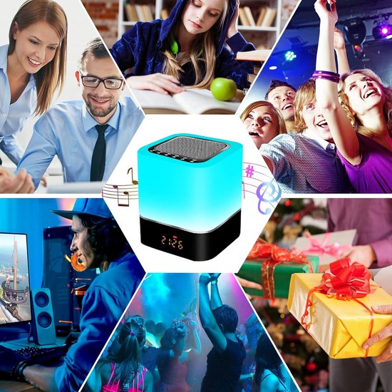 Dimbare LED Nachtlamp met Wekker en Bluetooth Luidspreker - Touch Sensor, RGB Kleuren Verlichting voor Slaapkamer en Cadeau voor Tieners van Merkloos — afbeelding 5