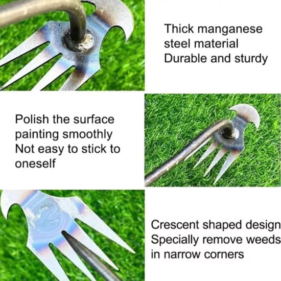 Handmatige onkruidsteker - Tuingereedschap ontwortelaar - Onkruid wieden - Ergonomisch ontwerp - 50 cm - Zilver — afbeelding 2