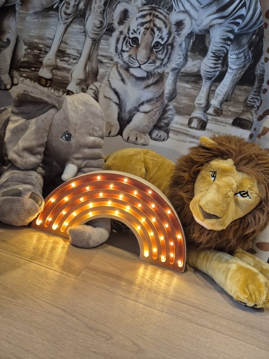 Nachtlamp Regenboog Bruin - Kinderkamer - Babykamer - LED-Verlichting - Hout - Handgemaakt - Lamp - Lichtenhout.nl van Lichtenhout.nl — afbeelding 3