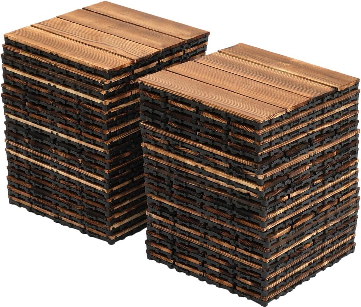 Houten Dektegels - Balkon Vloer - Terras Vernieuwen - Antislip Ontwerp - 36 Stuks - Bruin
