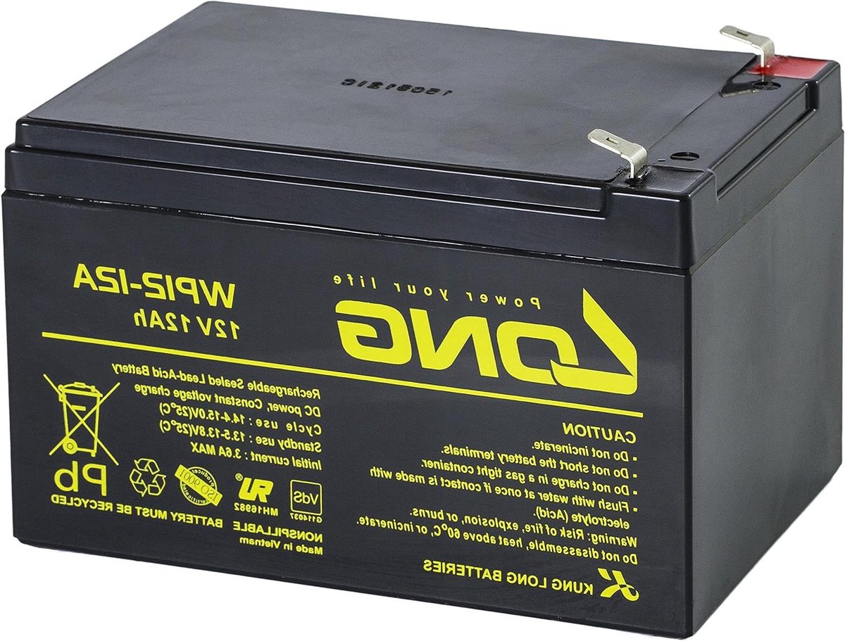 Oplaadbare Accu - Loodaccu Batterij - Noodstroom Leveren - Onderhoudsvrij AGM - 12V 12Ah - Zwart
