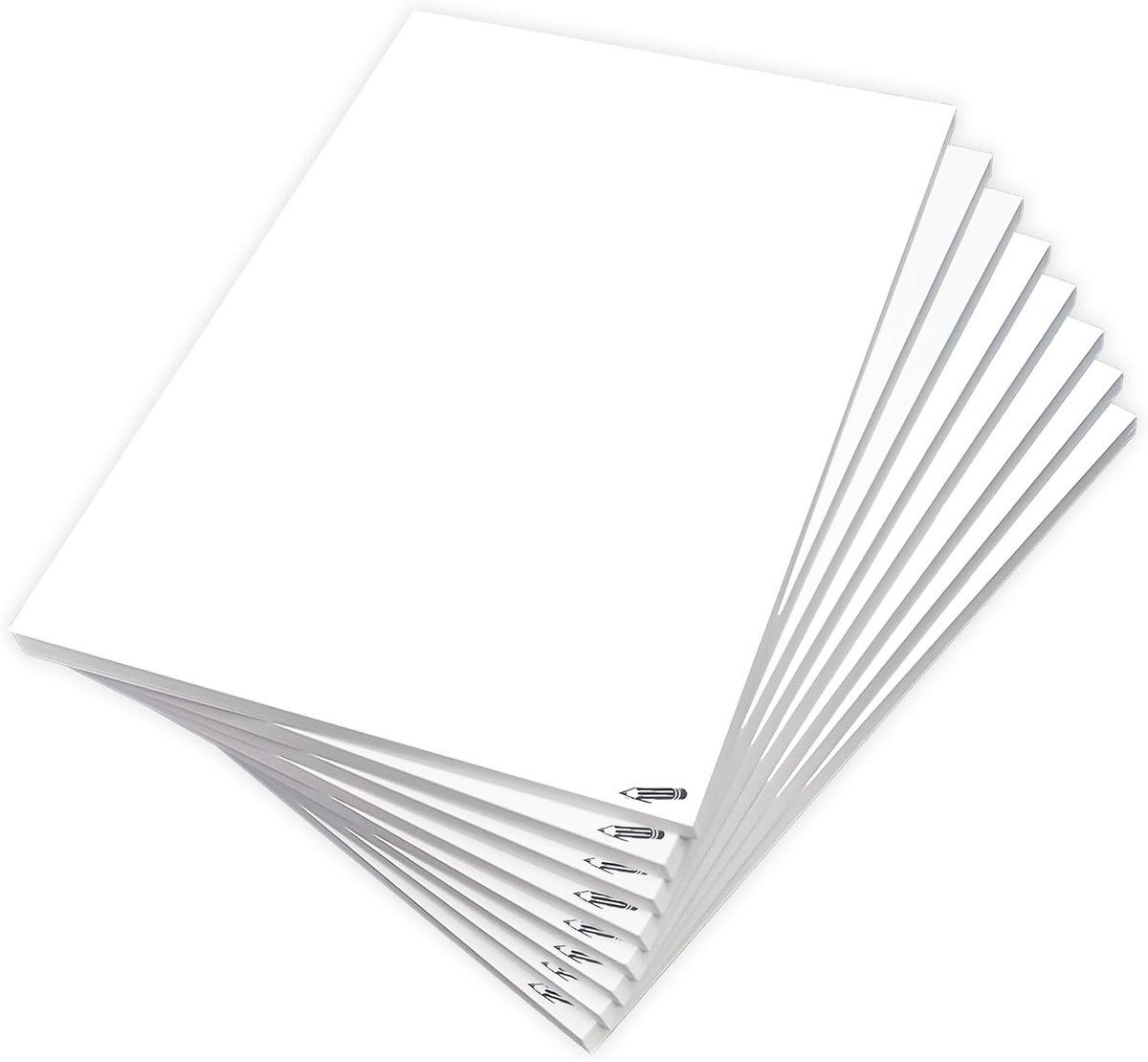 Notitieblok, A6, blanco, wit, set van 8 blokken DIN A6, 50 vellen per blok, afscheurbaar, 80 g/m² papier, wit, schrijfblok, schilderblok, boodschappenlijstjes, notities